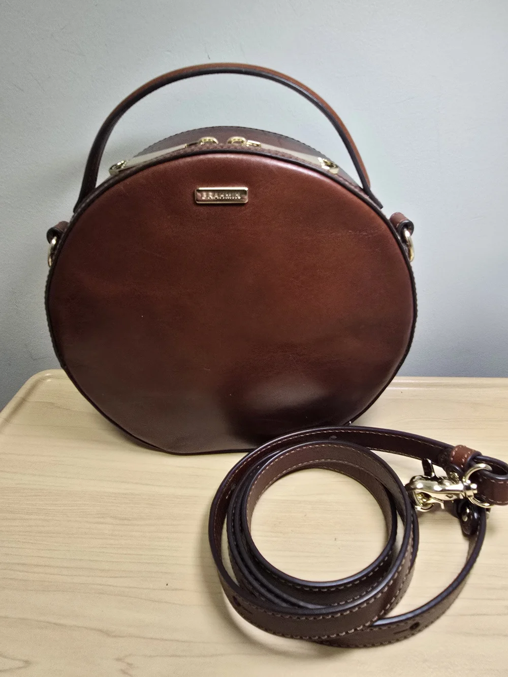 BRAHMIN Brown Leather Canteen Handbag Crossbody Bag Purse **